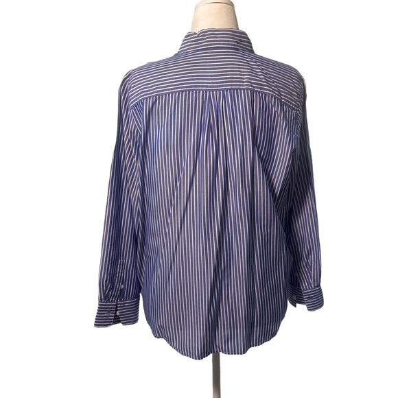 Ann Taylor Blue and White Striped Button-Down Relaxed Fit Perfect Shirt - Picture 4 of 4